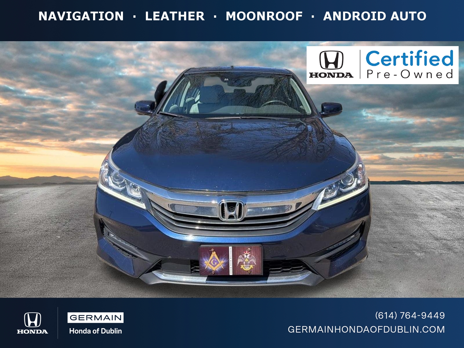 Black (Obsidian Blue Pearl) 2017 Honda Accord V6 EX-L FWD with Navigation and Honda Sensing Sedan Front-Wheel Drive Automatic