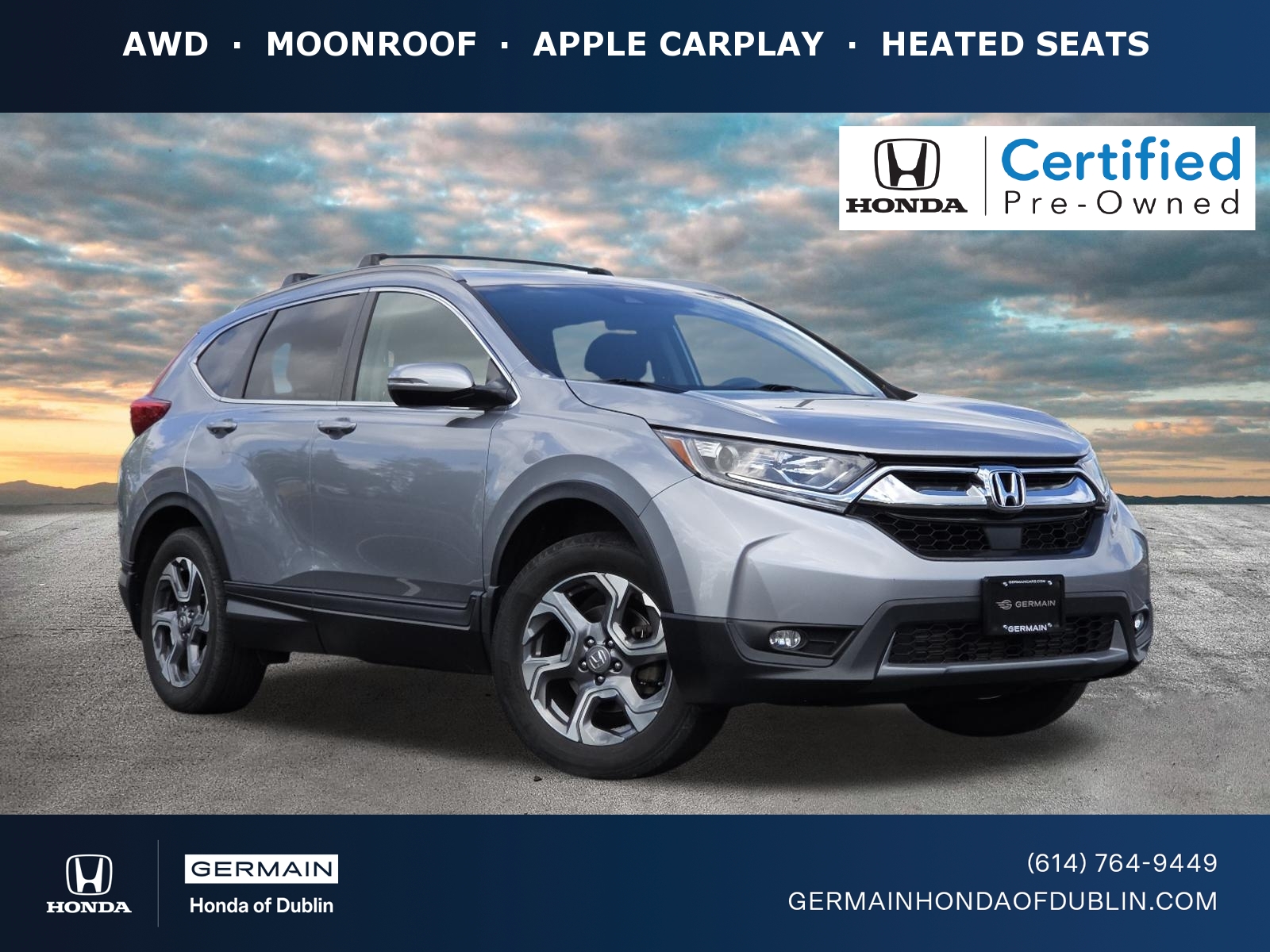 Lunar Silver Metallic 2017 Honda CR-V EX AWD SUV / Crossover All-Wheel Drive Automatic