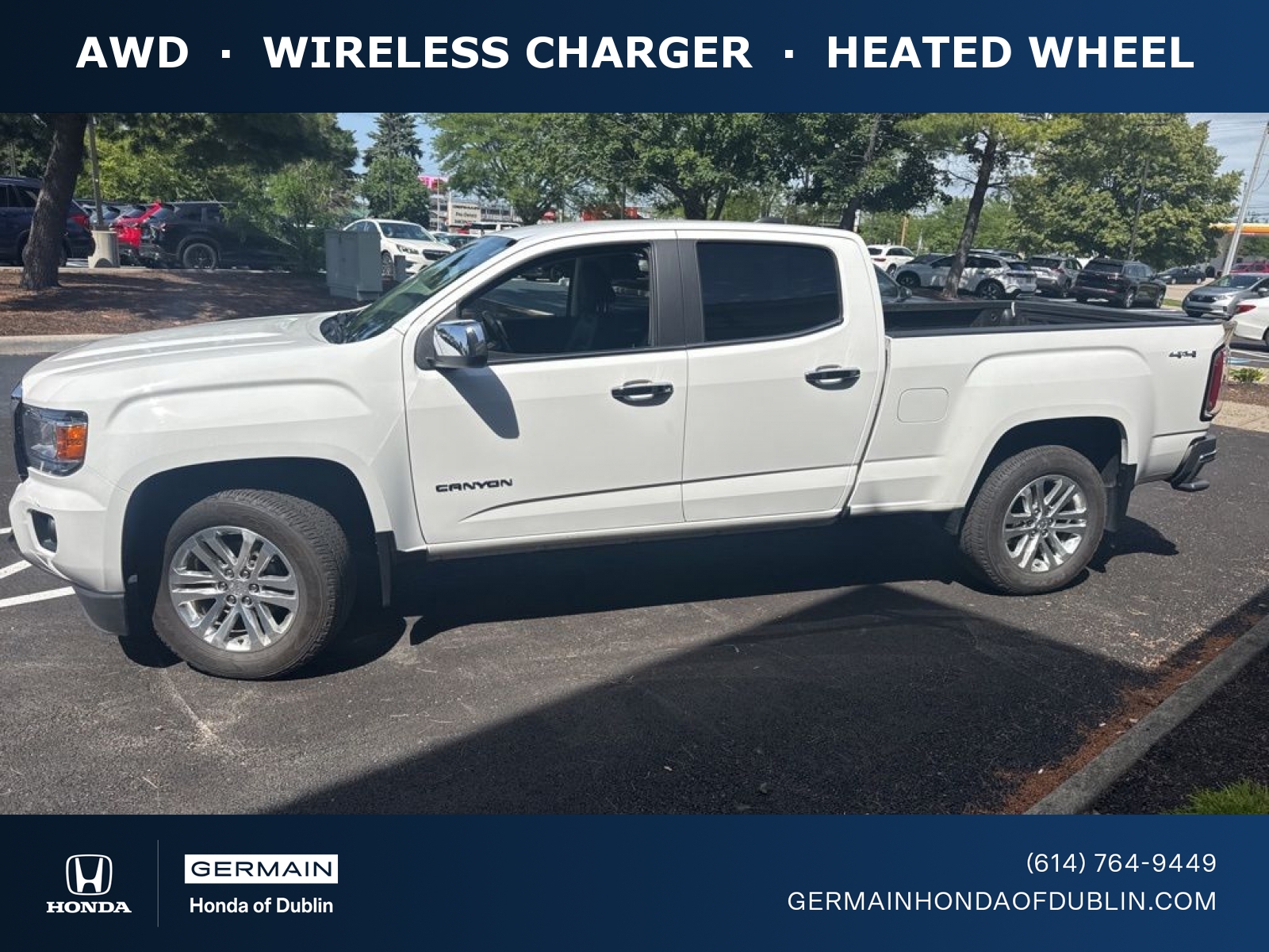White 2019 GMC Canyon SLT Crew Cab 4WD Pickup Truck Four-Wheel Drive 8-Speed Automatic