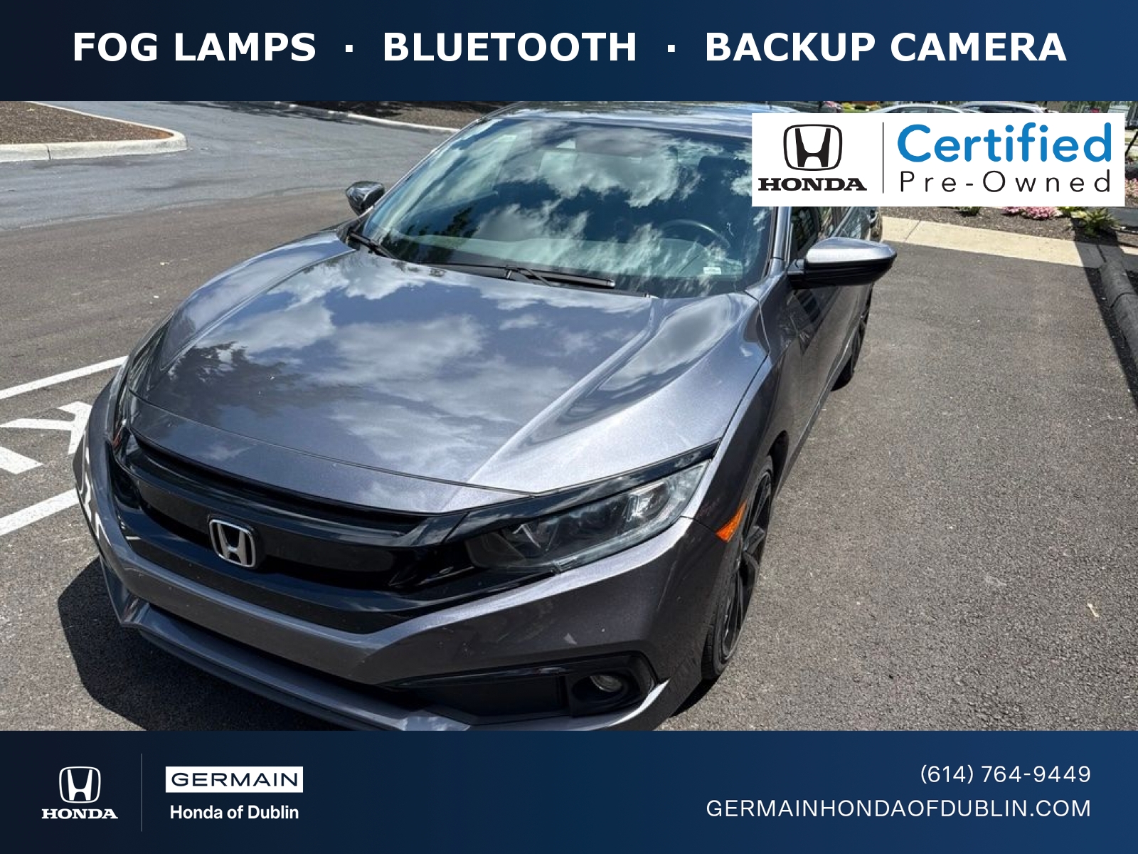 Gray (Modern Steel Metallic) 2020 Honda Civic Sedan Front-Wheel Drive Continuously Variable Transmission