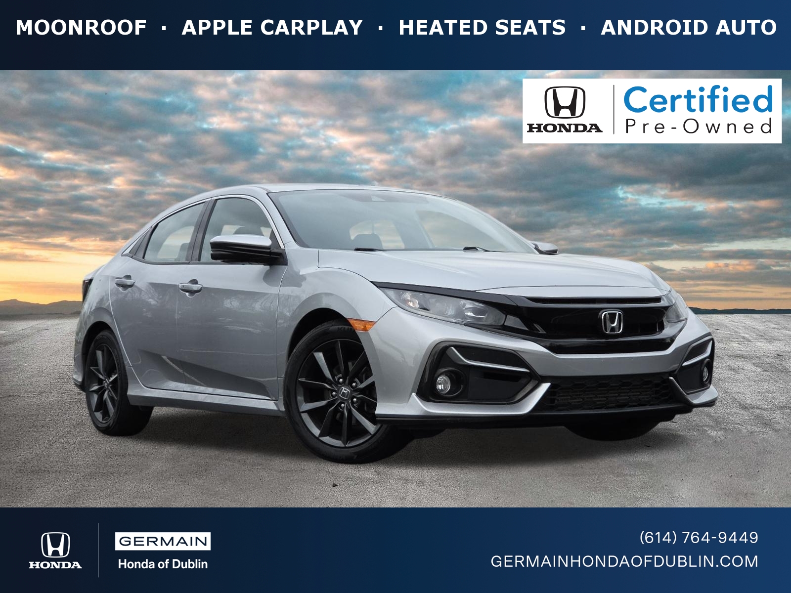 Lunar Silver Metallic 2021 Honda Civic Hatchback EX FWD Hatchback Front-Wheel Drive Automatic