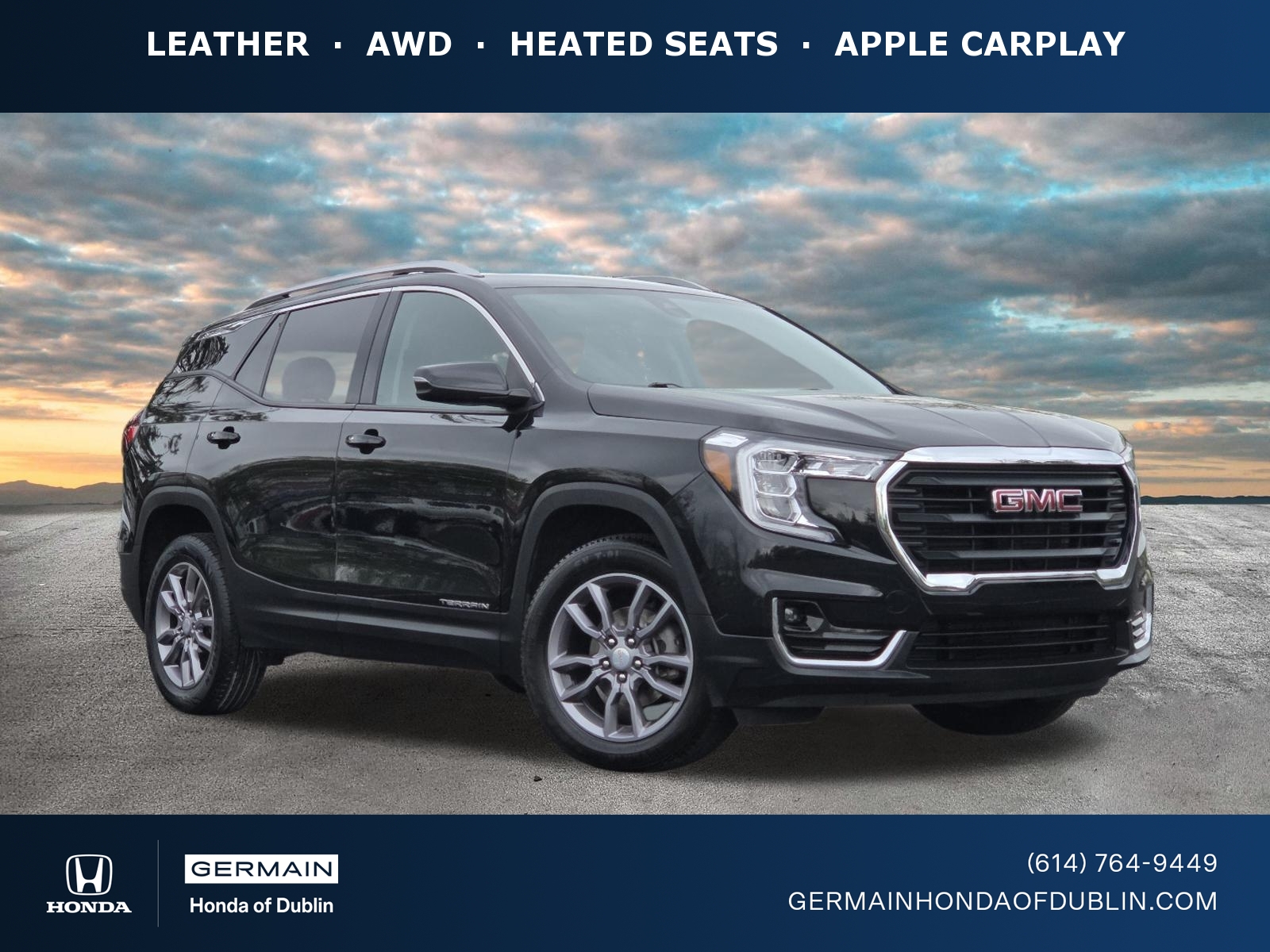 Black (Ebony Twilight Metallic) 2023 GMC Terrain SLT AWD SUV / Crossover All-Wheel Drive Automatic