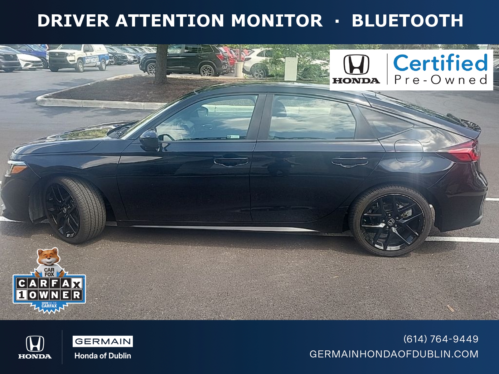 Crystal Black Pearl 2023 Honda Civic Hatchback Hatchback Front-Wheel Drive Continuously Variable Transmission