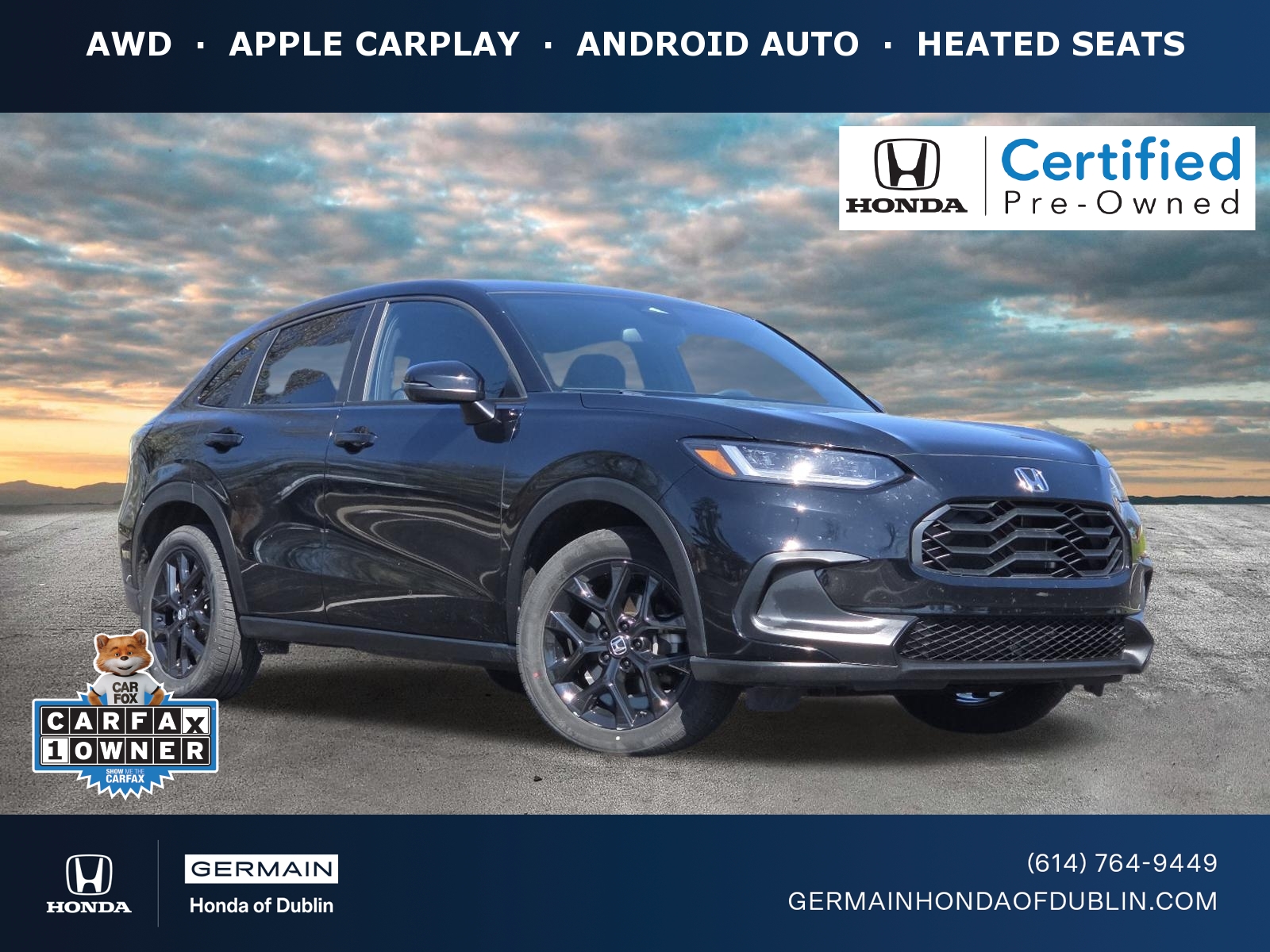 Crystal Black Pearl 2023 Honda HR-V Sport AWD SUV / Crossover All-Wheel Drive Automatic