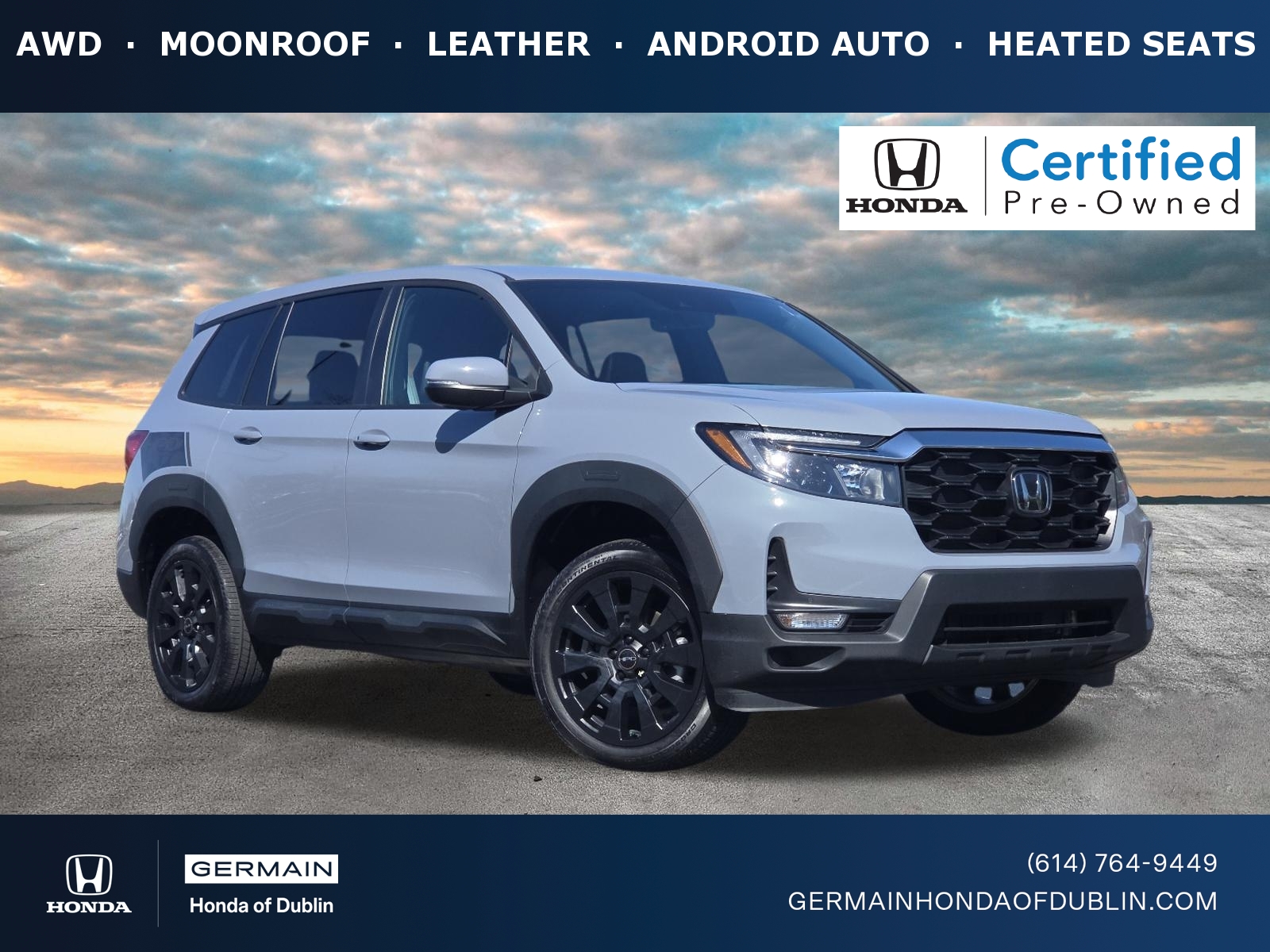 Sonic Gray Pearl 2023 Honda Passport EX-L AWD SUV / Crossover All-Wheel Drive Automatic