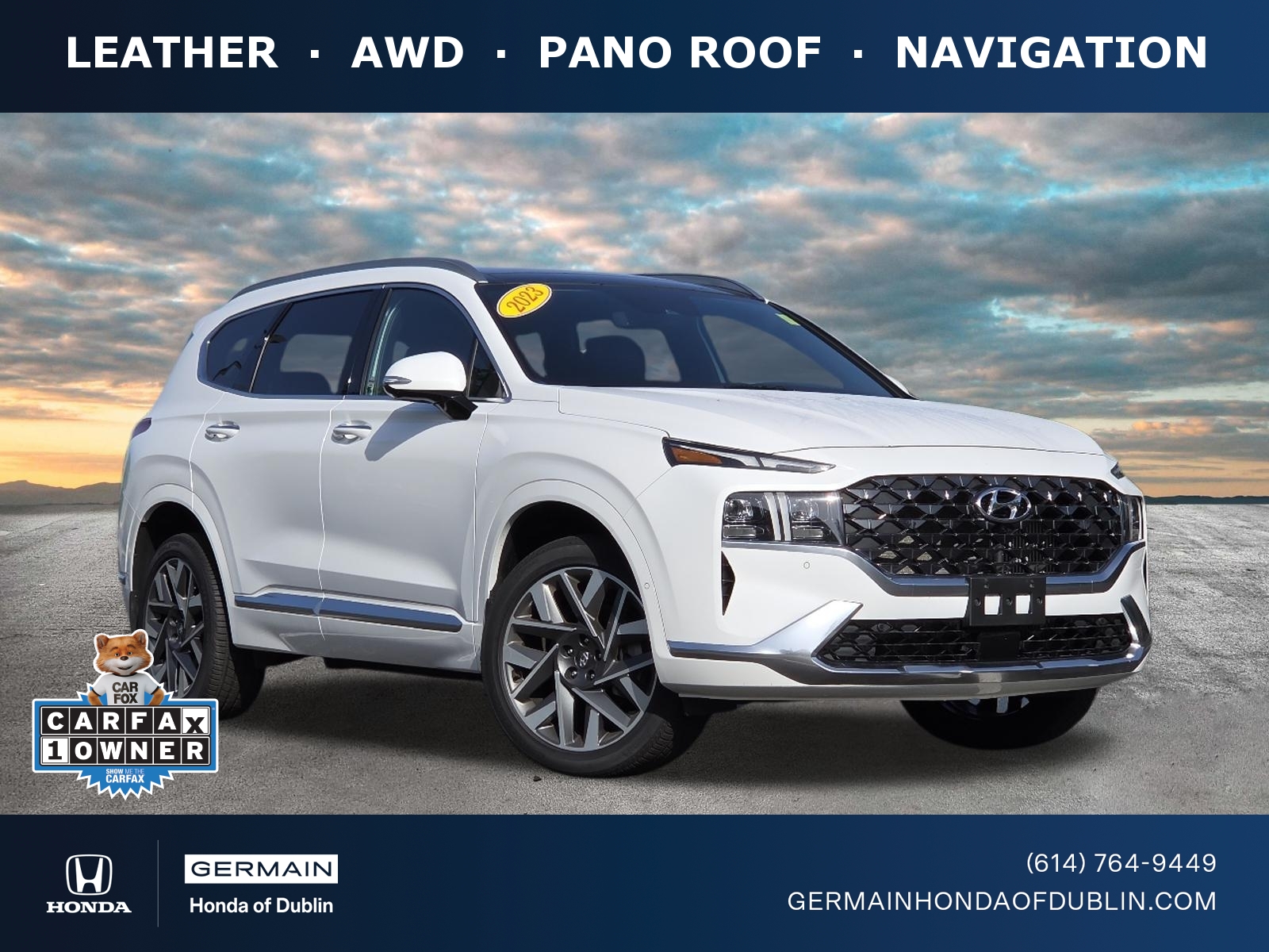 White Pearl 2023 Hyundai Santa Fe SUV / Crossover All-Wheel Drive Automatic