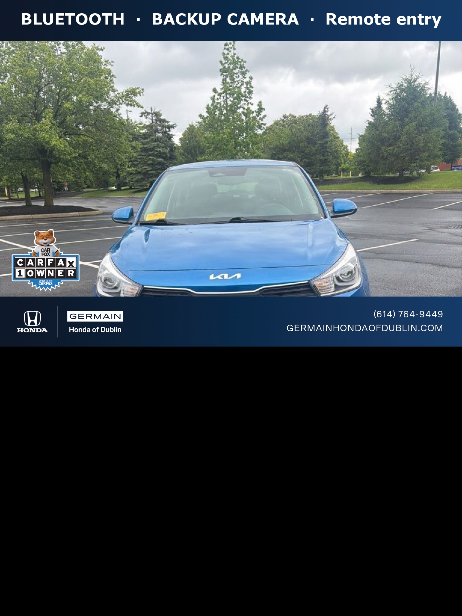 Blue 2023 Kia Rio S FWD Sedan Front-Wheel Drive Continuously Variable Transmission