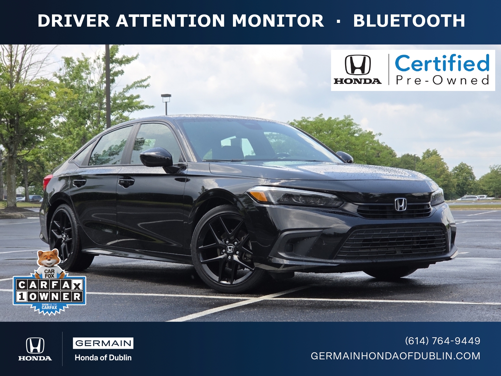 Crystal Black Pearl 2024 Honda Civic Sedan Front-Wheel Drive Continuously Variable Transmission