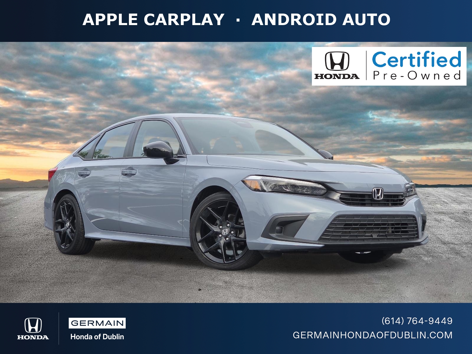 Sonic Gray Pearl 2024 Honda Civic Sport FWD Sedan Front-Wheel Drive Continuously Variable Transmission
