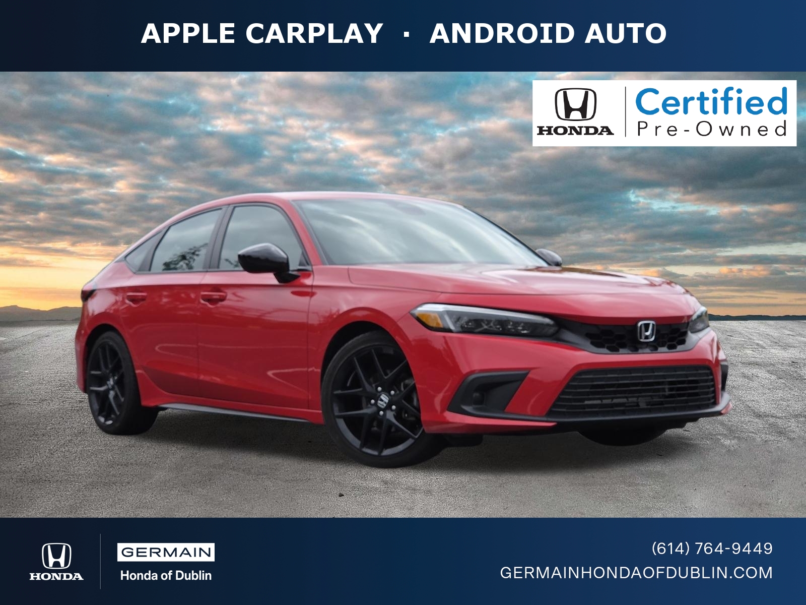 Rallye Red 2024 Honda Civic Hatchback Hatchback Front-Wheel Drive Automatic