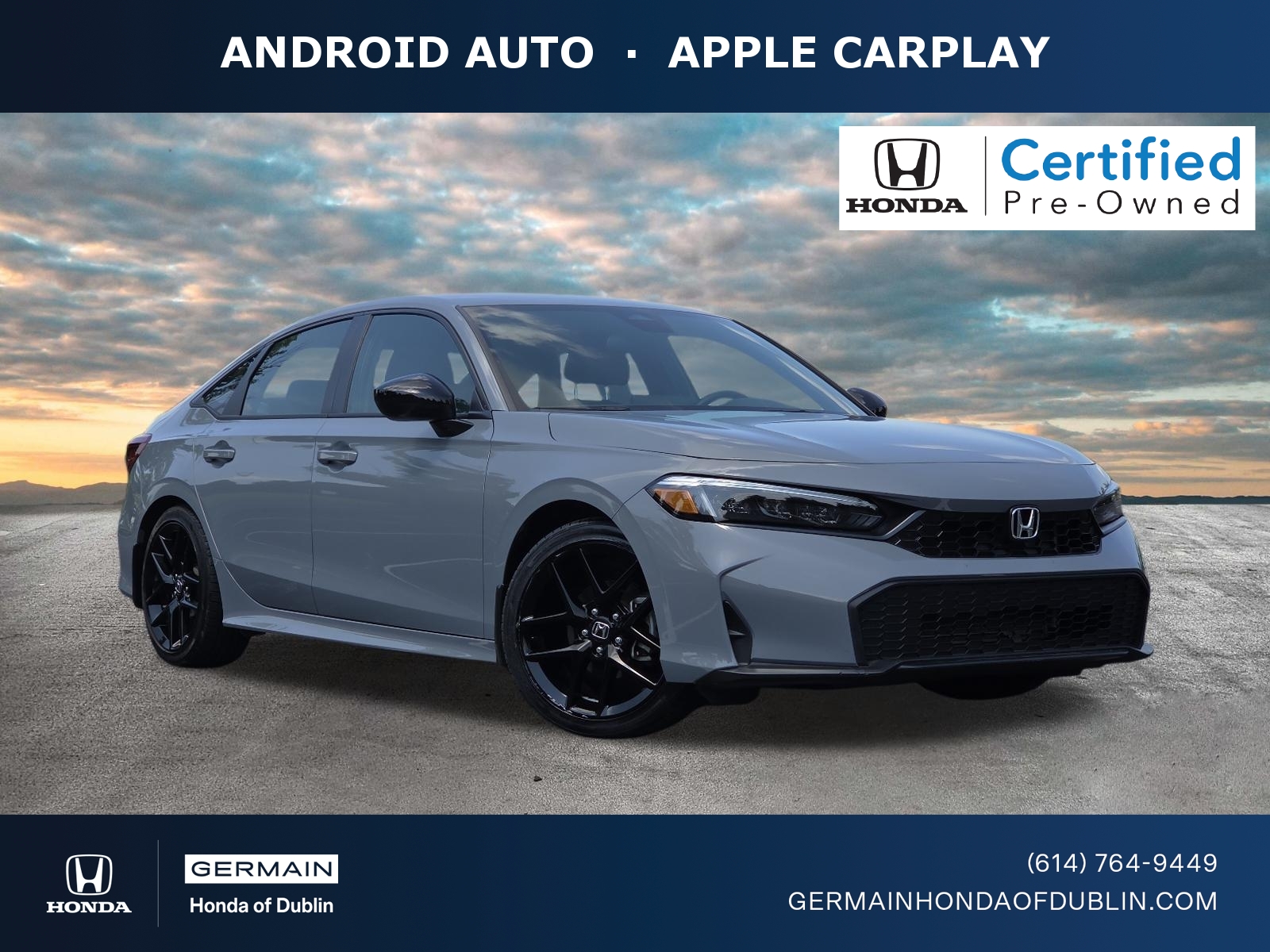 Urban Gray Pearl 2025 Honda Civic Sedan Front-Wheel Drive Automatic