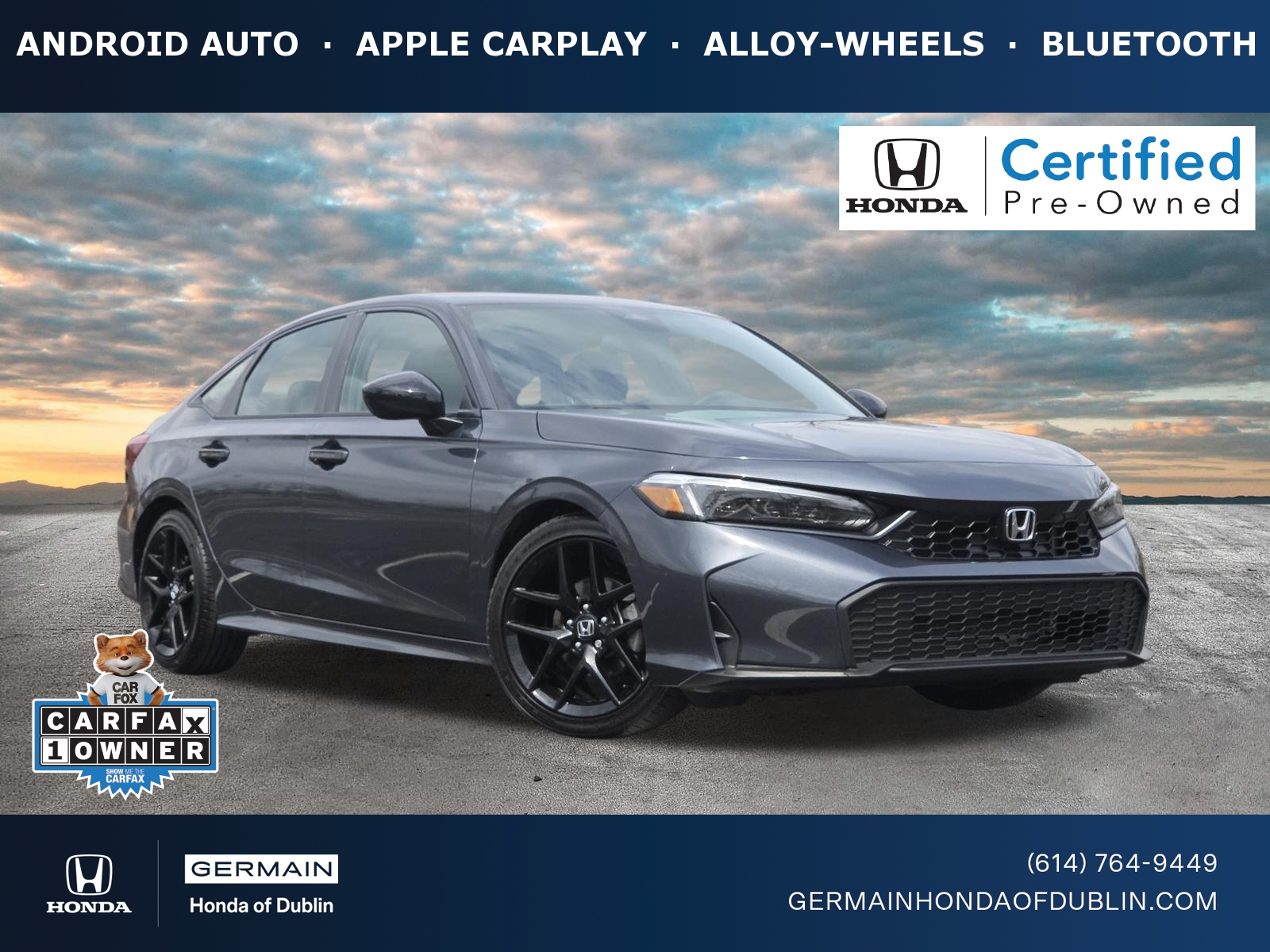 Meteorite Gray Metallic 2025 Honda Civic Sport FWD Sedan Front-Wheel Drive Automatic