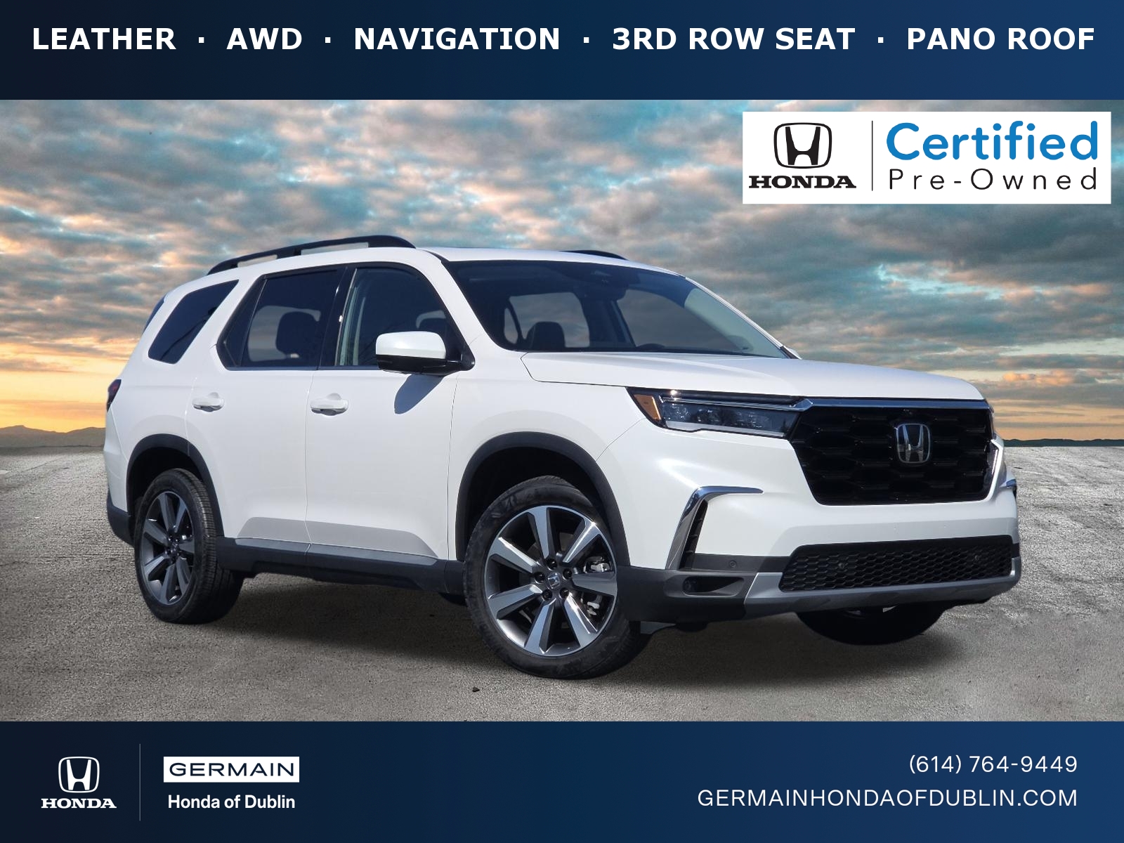 Platinum White Pearl 2025 Honda Pilot Elite AWD SUV / Crossover All-Wheel Drive Automatic