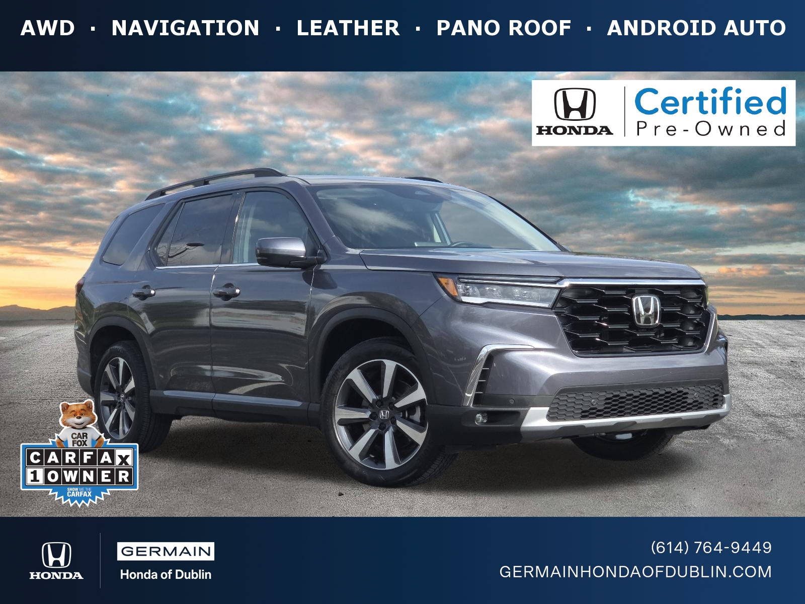 Lunar Silver Metallic 2025 Honda Pilot Touring AWD SUV / Crossover All-Wheel Drive Automatic
