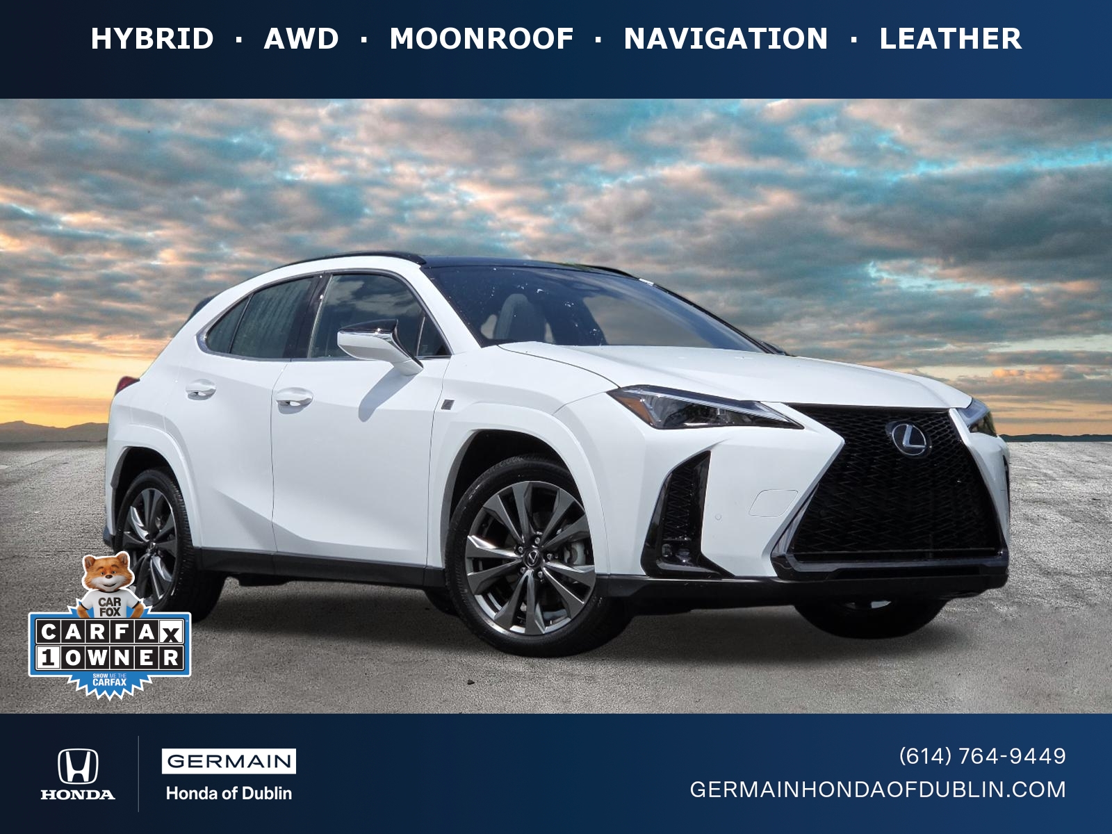 Ultra White with Obsidian Roof 2025 Lexus UX Hybrid 300h F Sport Design AWD SUV / Crossover All-Wheel Drive Automatic