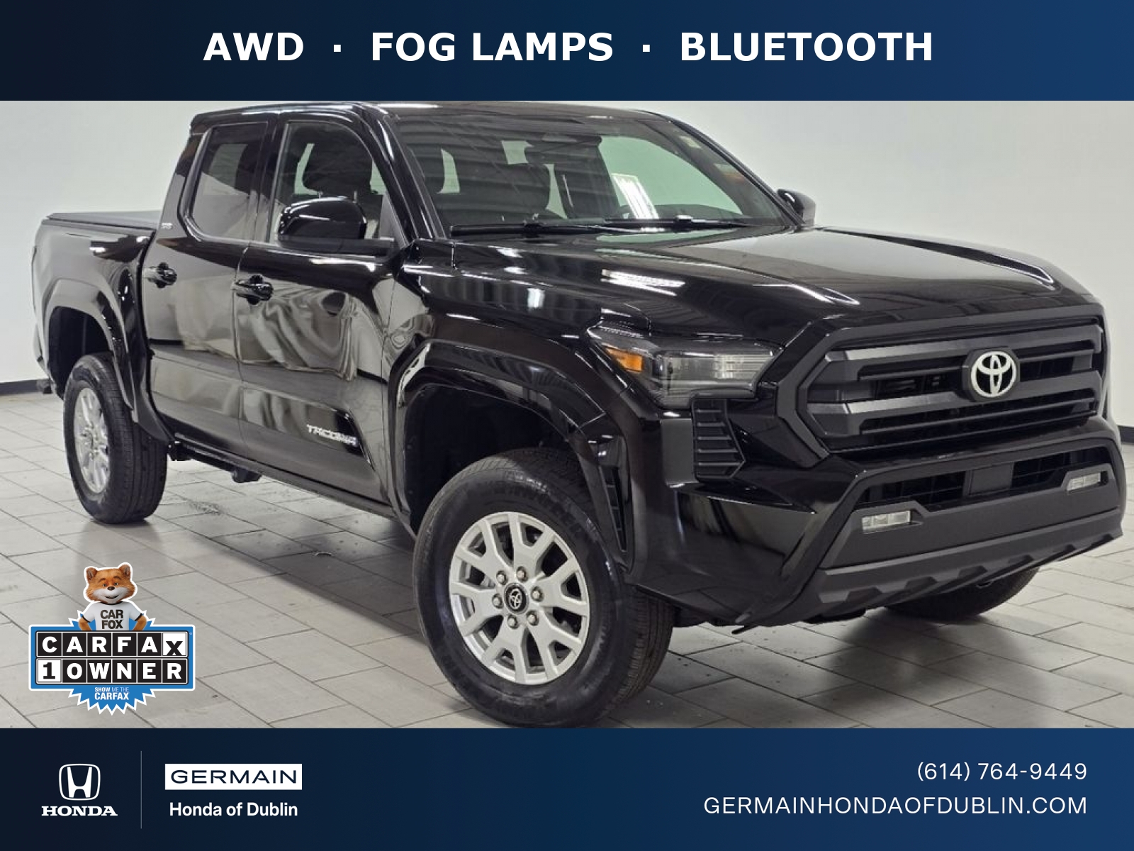 Black 2025 Toyota Tacoma SR5 Double Cab 4WD Pickup Truck Four-Wheel Drive 8-Speed Automatic