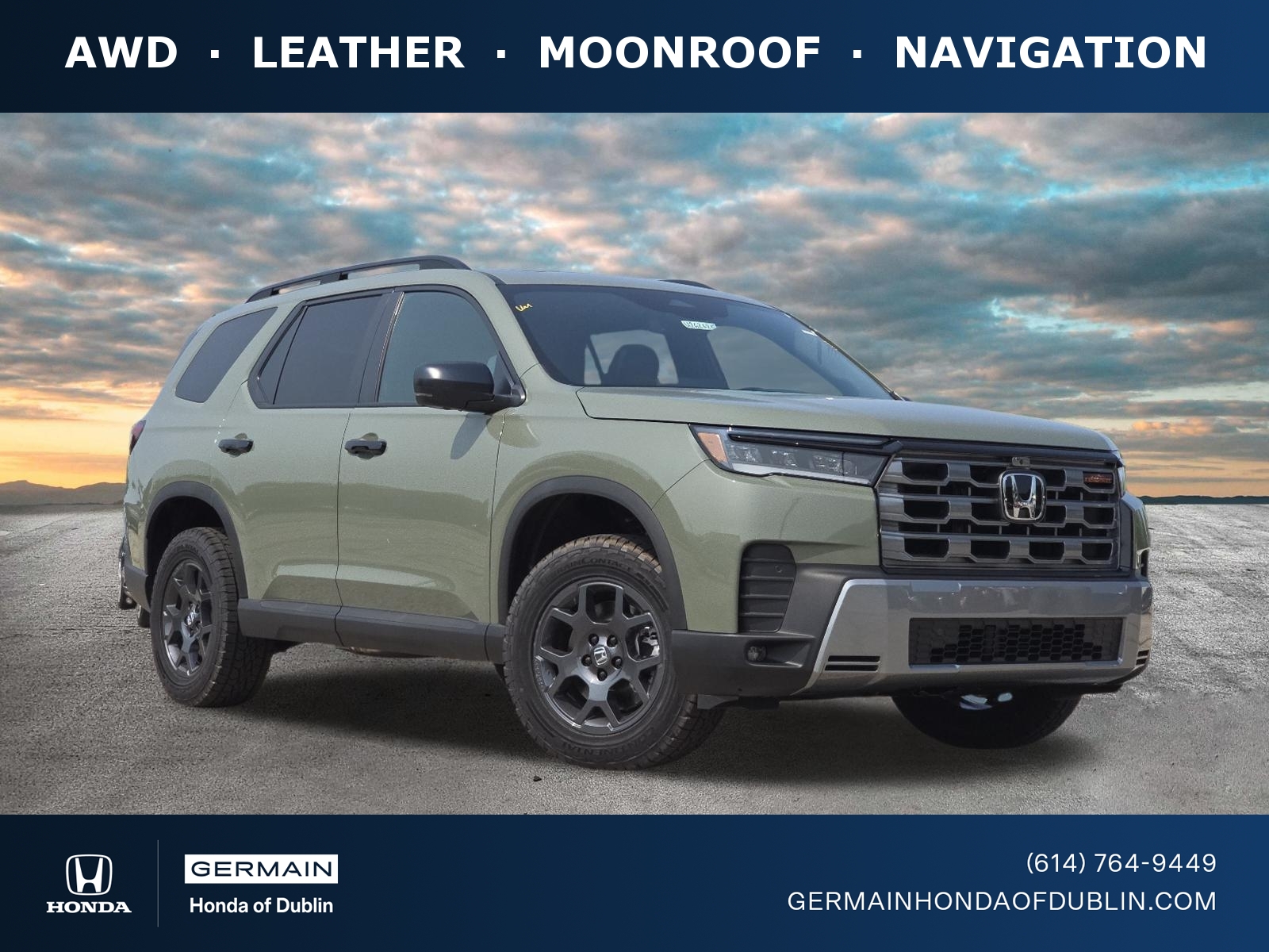 Ash Green Metallic 2026 Honda Pilot SUV / Crossover All-Wheel Drive Automatic
