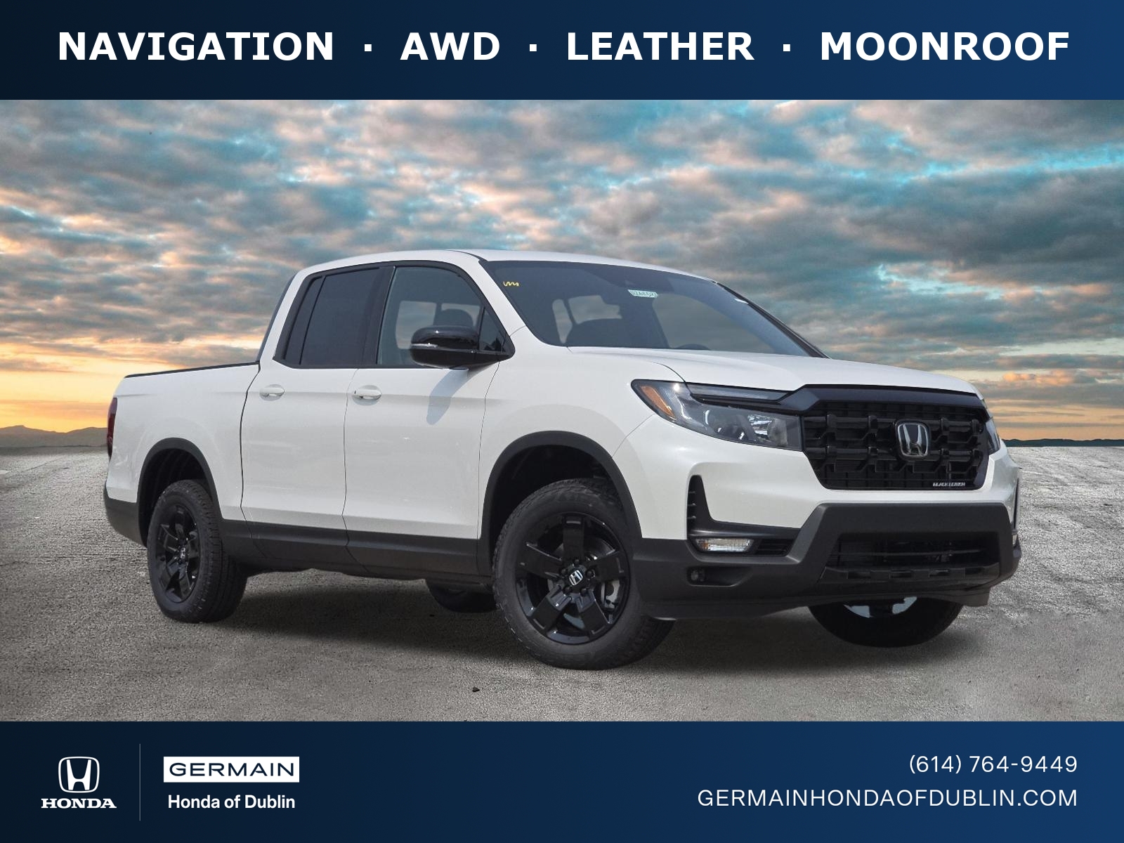 Platinum White Pearl 2026 Honda Ridgeline Pickup Truck All-Wheel Drive Automatic