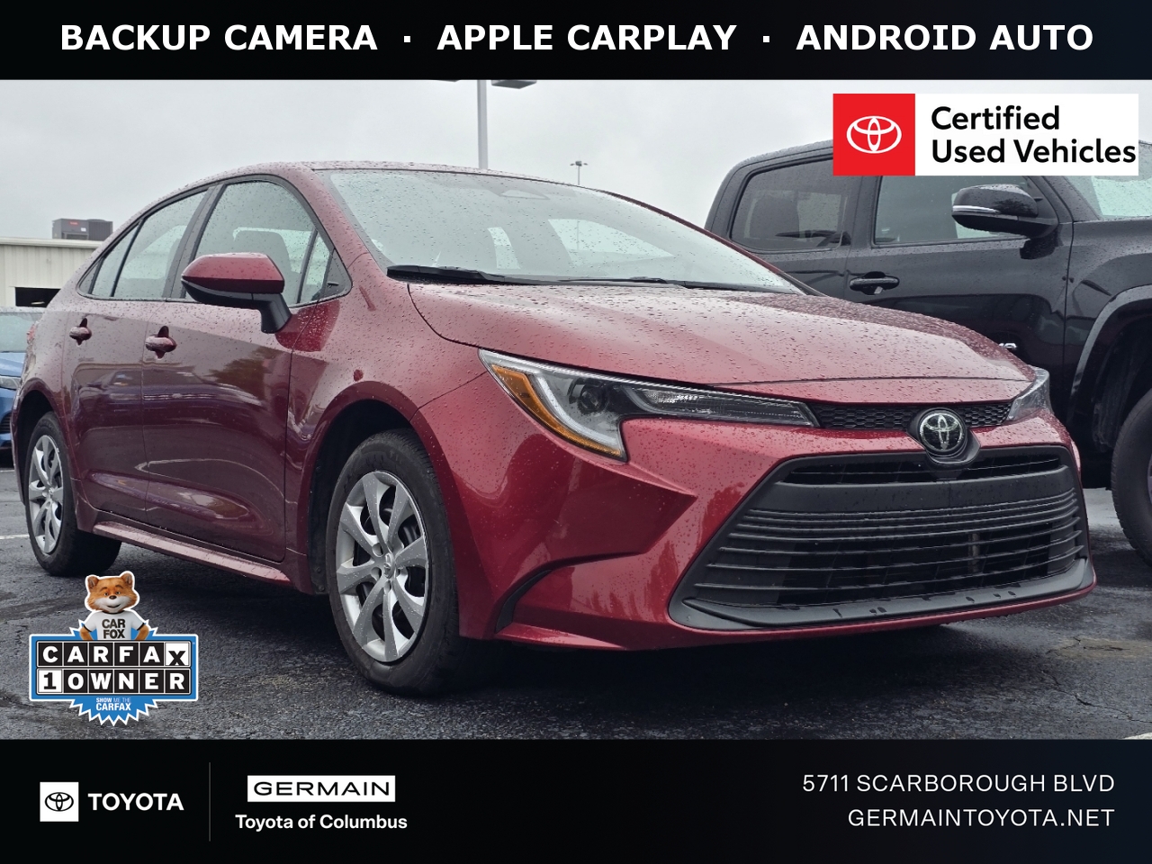 Red (Ruby Flare Pearl) 2025 Toyota Corolla LE FWD Sedan Front-Wheel Drive Continuously Variable Transmission