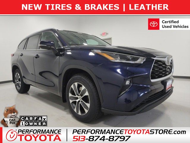 Certified, 2021 Toyota Highlander XLE AWD, Blue, MS109358-1