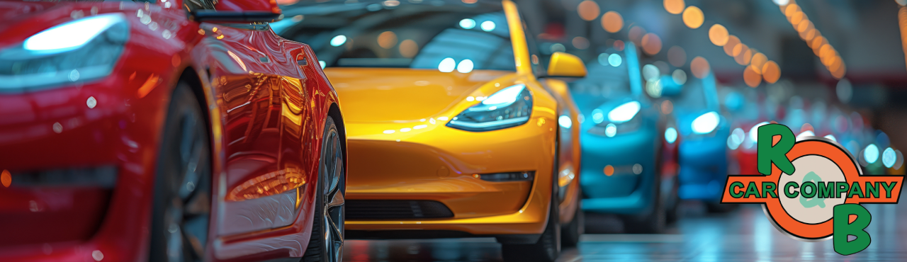 Cars showcased at dealership of R&B Car Company.