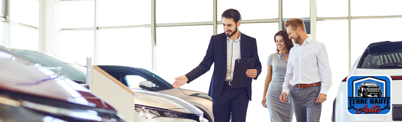 Friendly Terre Haute Auto sales team helping a family choose their next used car in Terre Haute.