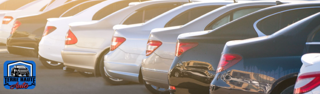 Rows of used vehicles at Terre Haute Auto, showcasing a large selection and clean inventory.