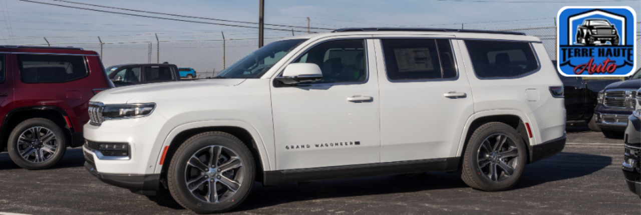  Wide-angle photo of Terre Haute Auto�s dealership lot with quality used cars displayed in Terre Haute, IN.