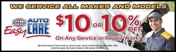 $10 or 10% off on any service or repair work - terms and conditions apply