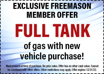 New Car Coupon - Full Tank of gas with new vehicle purchase. T.A.C. apply