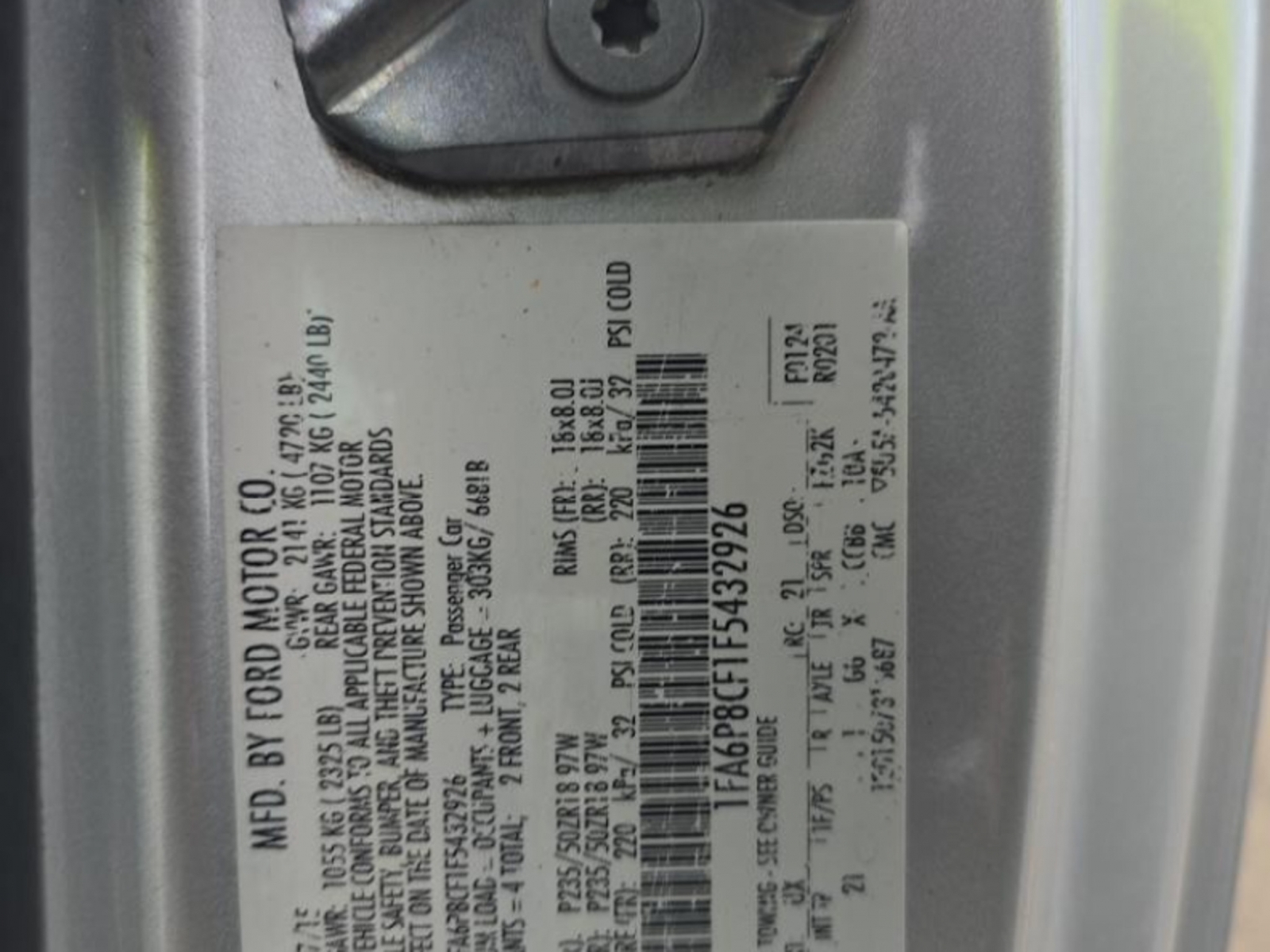 2015 FORD  MUSTANG  Coupe 2D GT 5.0L V8, 39943, Photo
