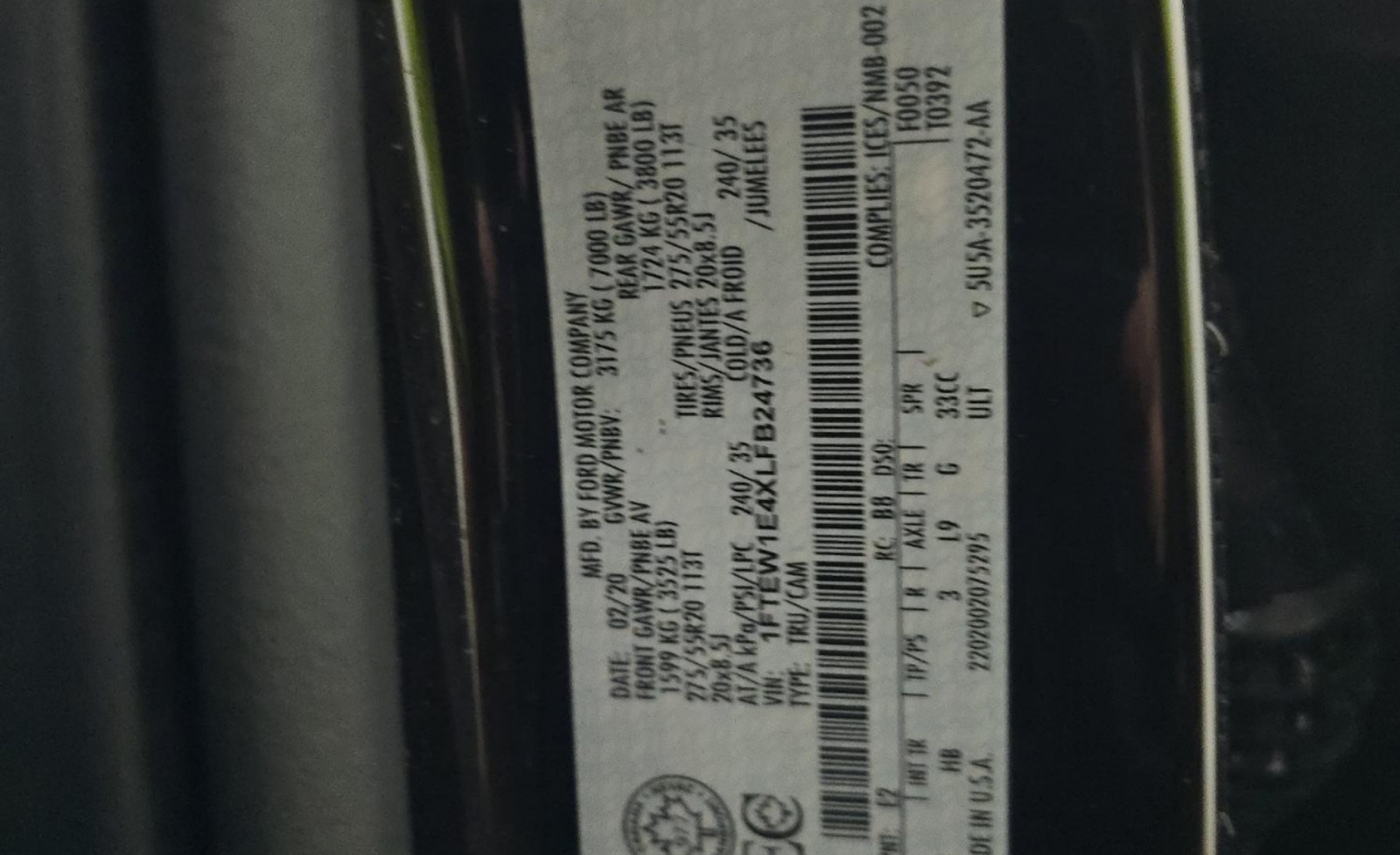 2020 Ford F-150 LARIAT, 39811, Photo