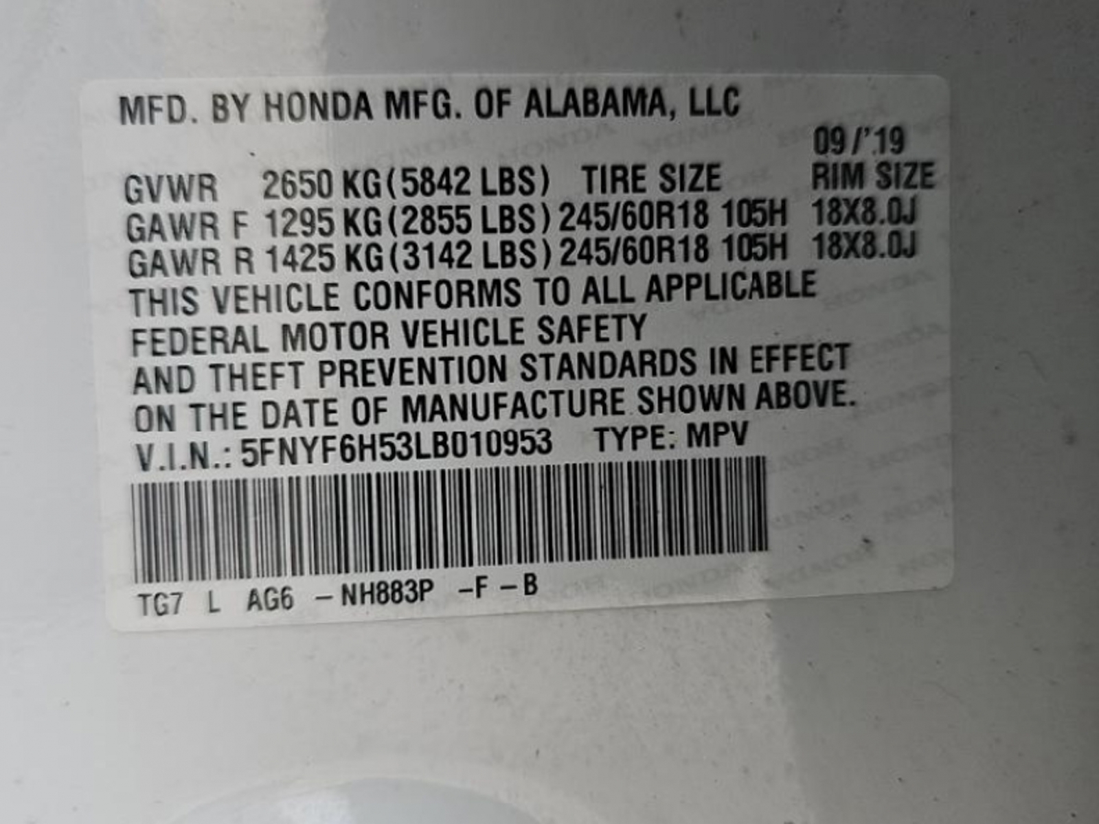 2020 Honda Pilot EX-L, 39888, Photo